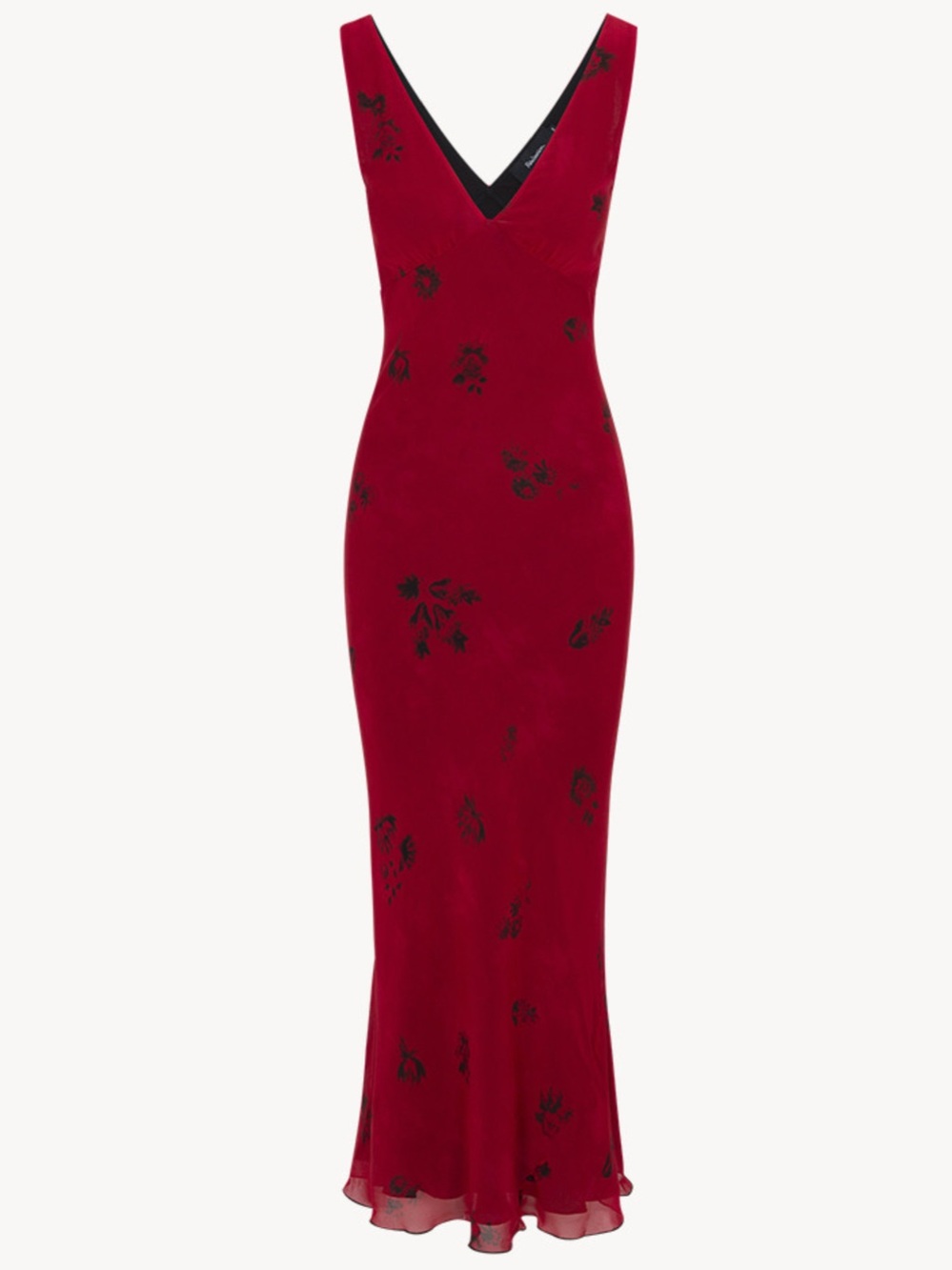 Réalisation Par The Eva Passion Red Silk Floral Maxi Dress XS Bias Cut - Picture 2 of 12
